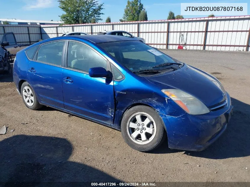 2008 Toyota Prius VIN: JTDKB20U087807168 Lot: 40417296