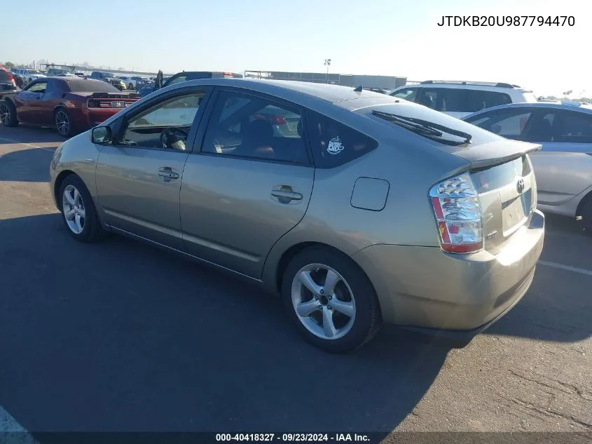 2008 Toyota Prius Touring VIN: JTDKB20U987794470 Lot: 40418327