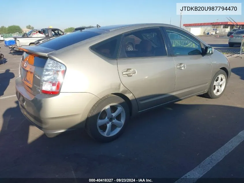 2008 Toyota Prius Touring VIN: JTDKB20U987794470 Lot: 40418327