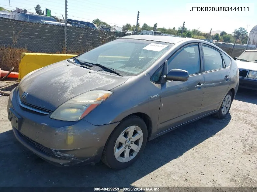 2008 Toyota Prius Base (Cvt-E) VIN: JTDKB20U883444111 Lot: 40429259