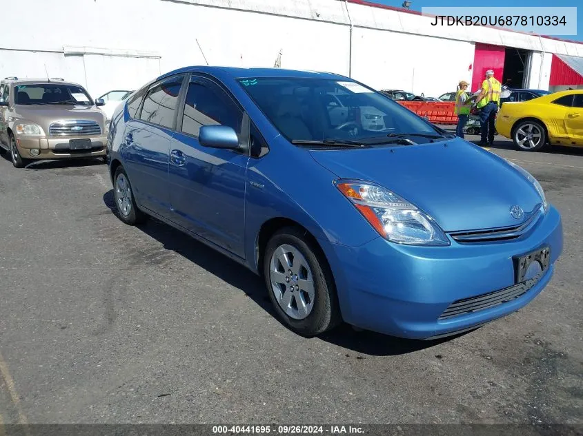 2008 Toyota Prius VIN: JTDKB20U687810334 Lot: 40441695