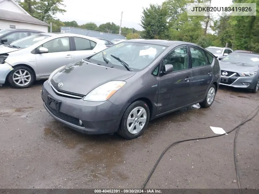 2008 Toyota Prius VIN: JTDKB20U183419826 Lot: 40452391