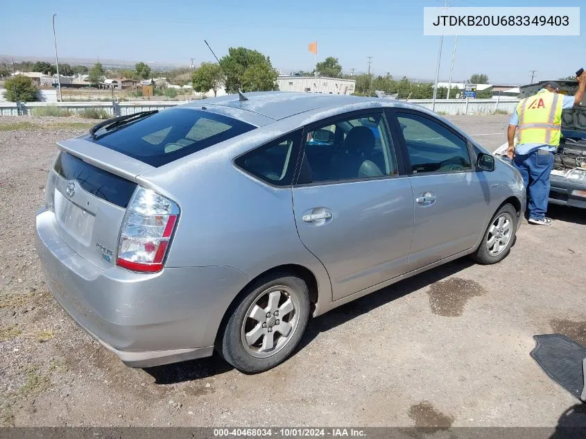 2008 Toyota Prius VIN: JTDKB20U683349403 Lot: 40468034