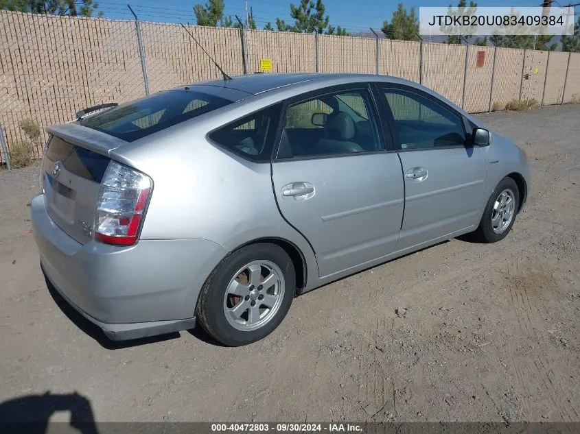 2008 Toyota Prius VIN: JTDKB20U083409384 Lot: 40472803