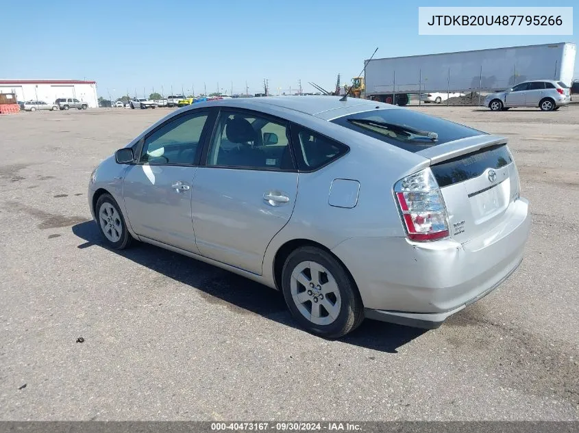 2008 Toyota Prius VIN: JTDKB20U487795266 Lot: 40473167