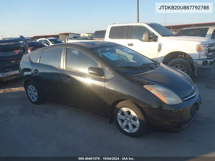 2008 Toyota Prius VIN: JTDKB20U887792788 Lot: 40481079