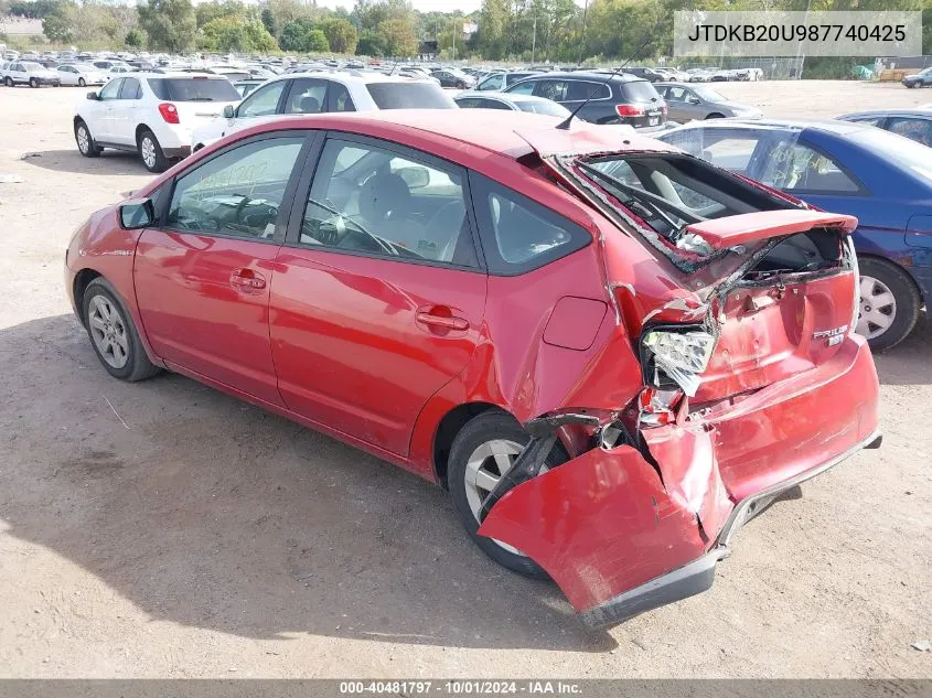 2008 Toyota Prius VIN: JTDKB20U987740425 Lot: 40481797