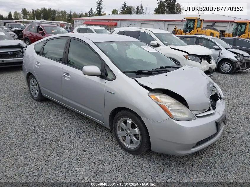 2008 Toyota Prius VIN: JTDKB20U787770362 Lot: 40485681