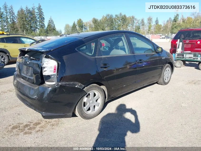 2008 Toyota Prius VIN: JTDKB20U083373616 Lot: 40496043