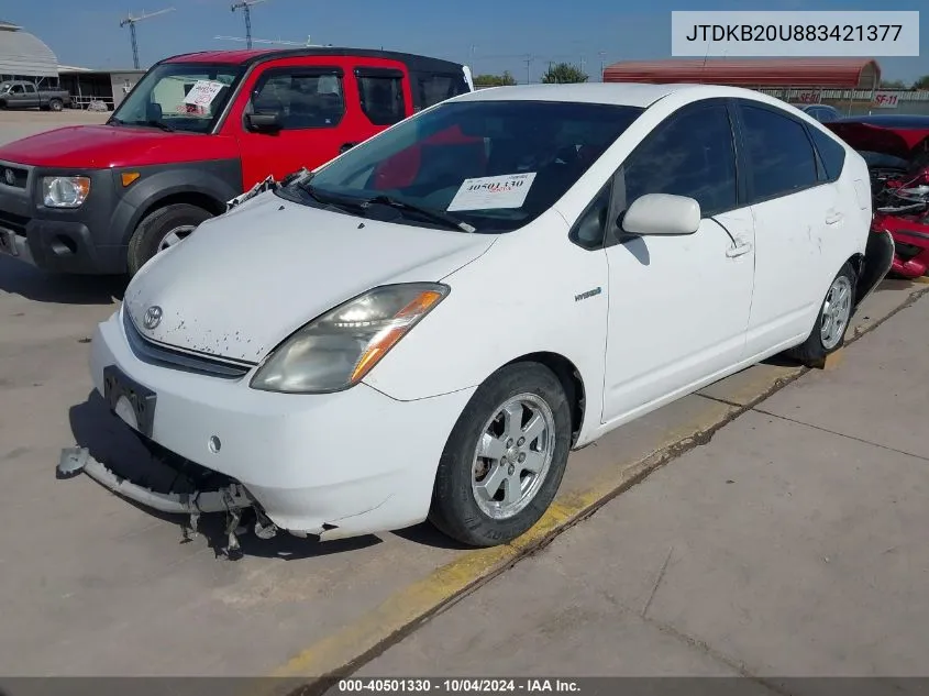 2008 Toyota Prius VIN: JTDKB20U883421377 Lot: 40501330