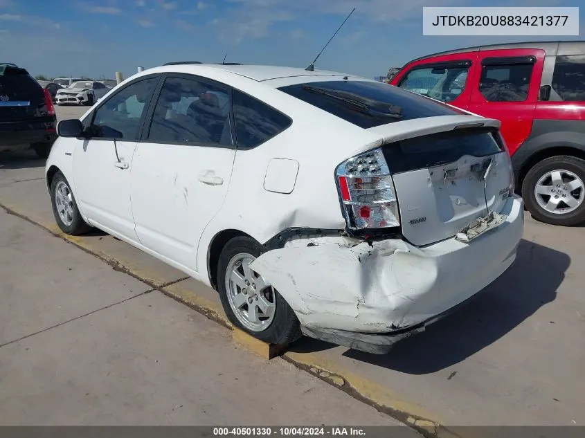 2008 Toyota Prius VIN: JTDKB20U883421377 Lot: 40501330