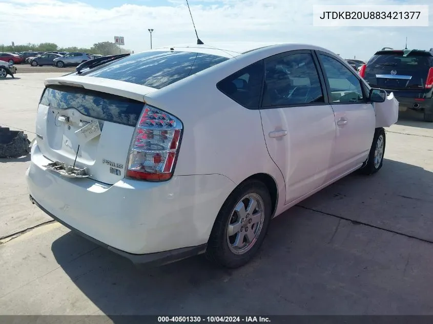 2008 Toyota Prius VIN: JTDKB20U883421377 Lot: 40501330