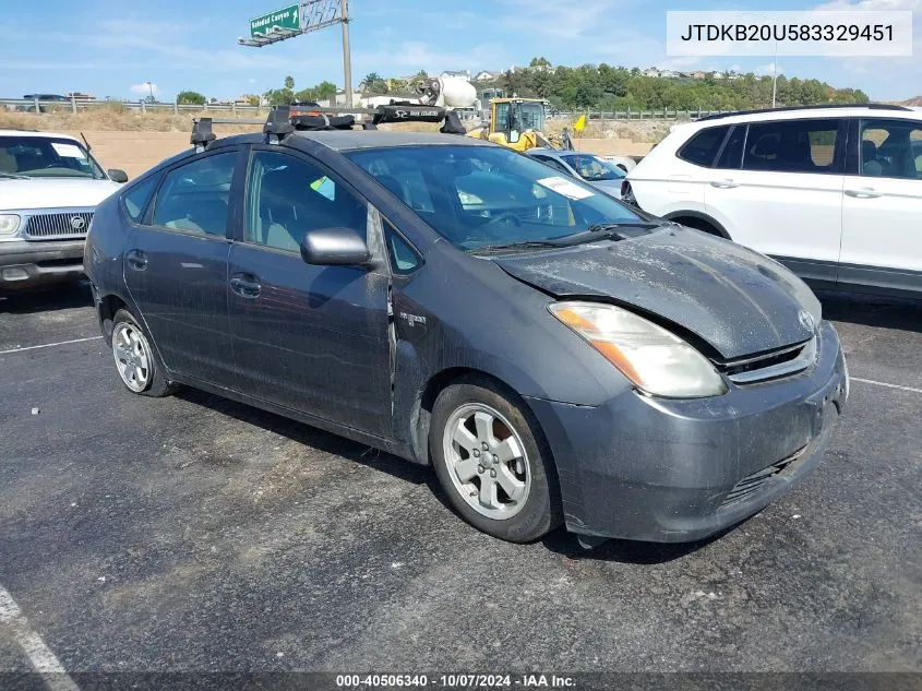 2008 Toyota Prius VIN: JTDKB20U583329451 Lot: 40506340