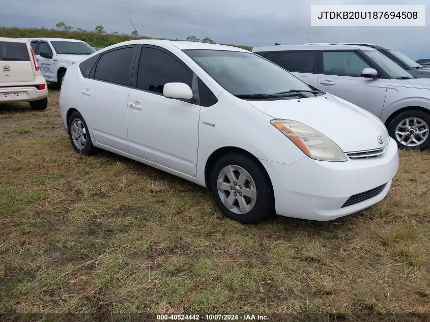 2008 Toyota Prius VIN: JTDKB20U187694508 Lot: 40524442