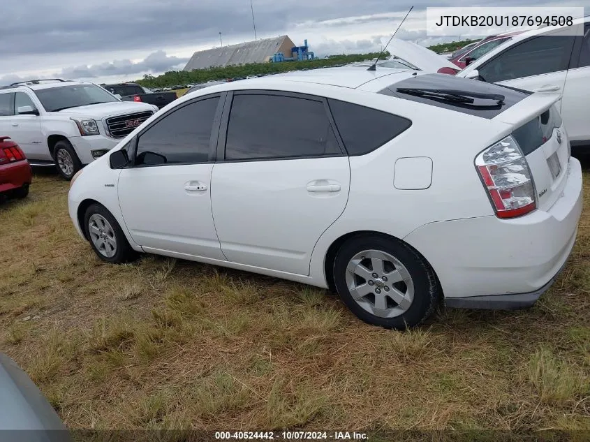 2008 Toyota Prius VIN: JTDKB20U187694508 Lot: 40524442