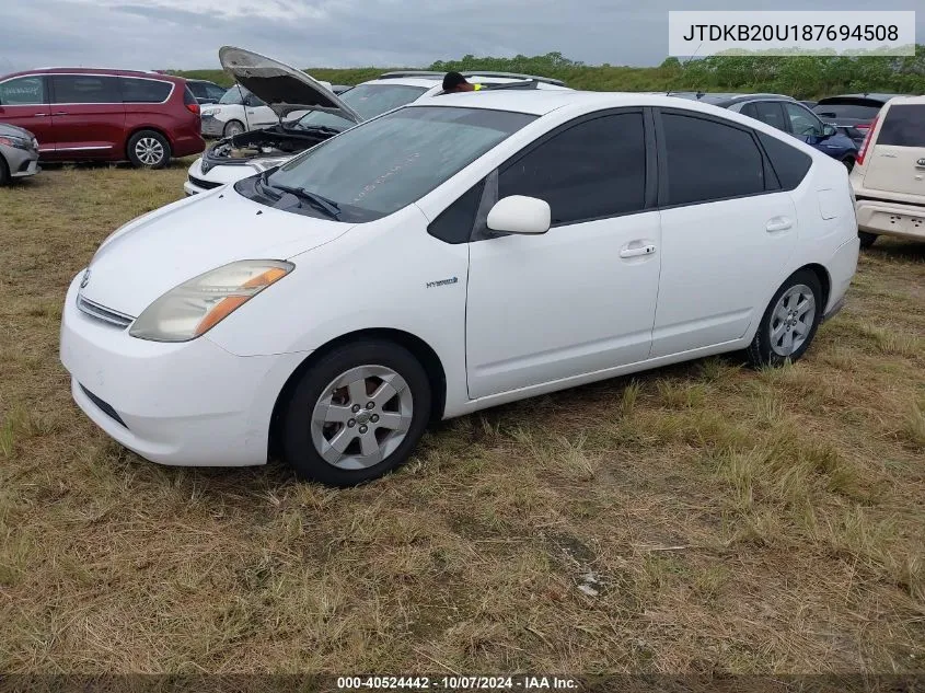 2008 Toyota Prius VIN: JTDKB20U187694508 Lot: 40524442