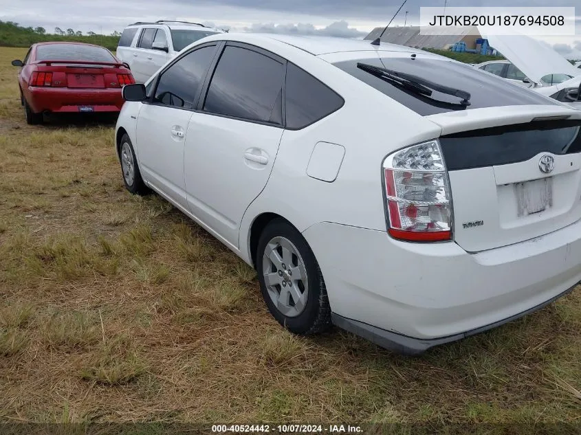 2008 Toyota Prius VIN: JTDKB20U187694508 Lot: 40524442