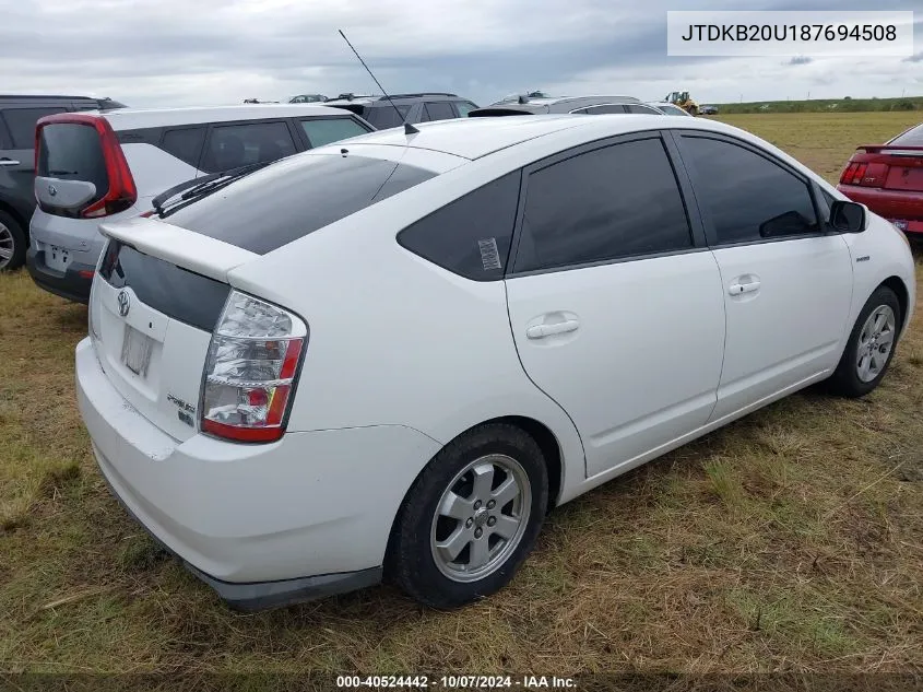 2008 Toyota Prius VIN: JTDKB20U187694508 Lot: 40524442