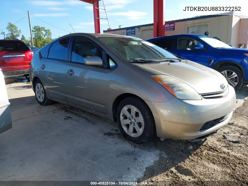 2008 Toyota Prius VIN: JTDKB20U883322252 Lot: 40525104