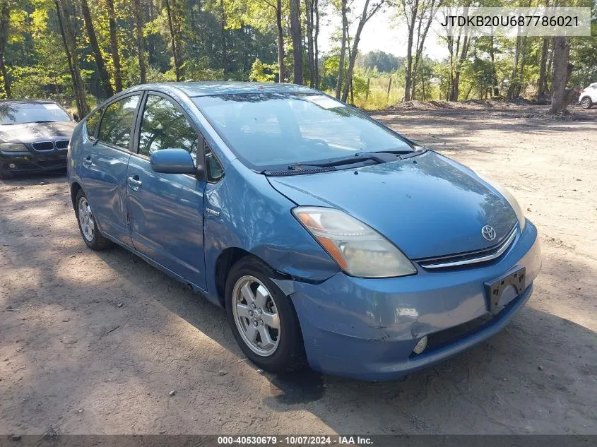 2008 Toyota Prius VIN: JTDKB20U687786021 Lot: 40530679