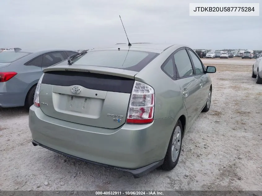 2008 Toyota Prius VIN: JTDKB20U587775284 Lot: 40532911