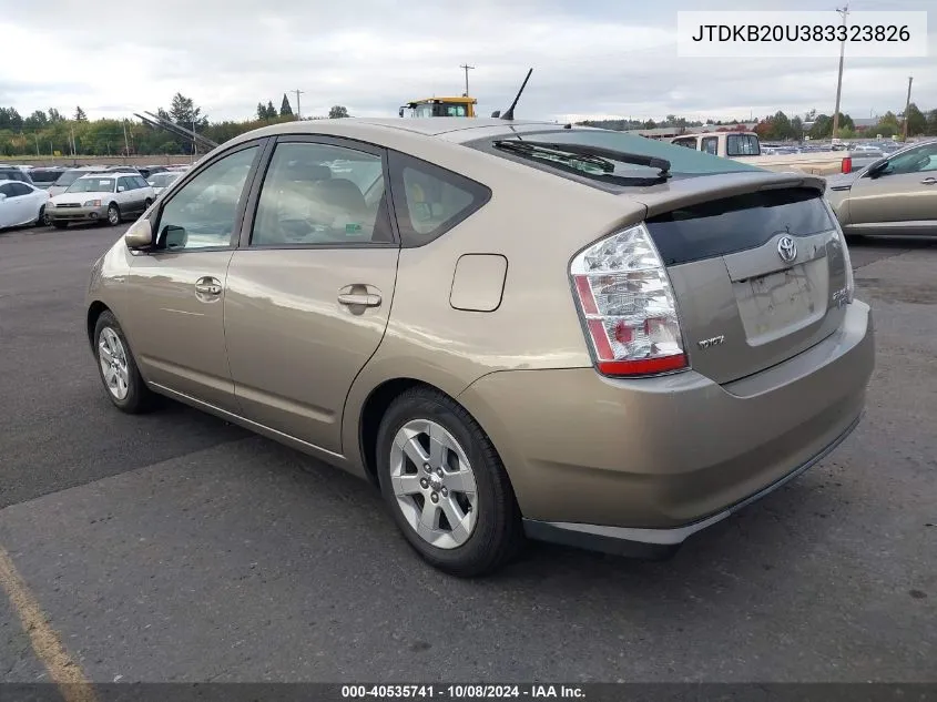 2008 Toyota Prius VIN: JTDKB20U383323826 Lot: 40535741