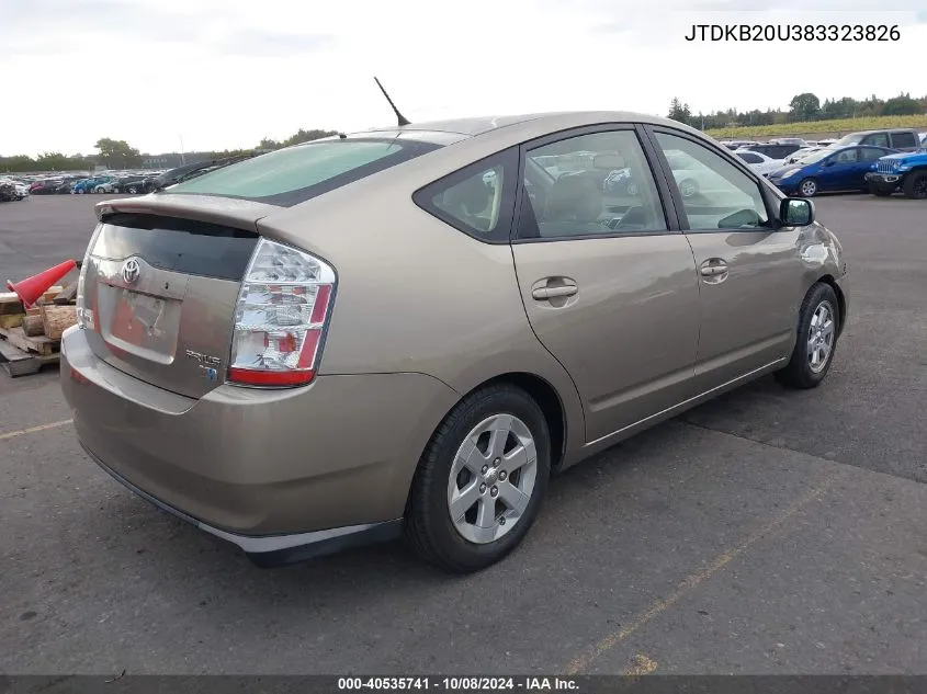 2008 Toyota Prius VIN: JTDKB20U383323826 Lot: 40535741