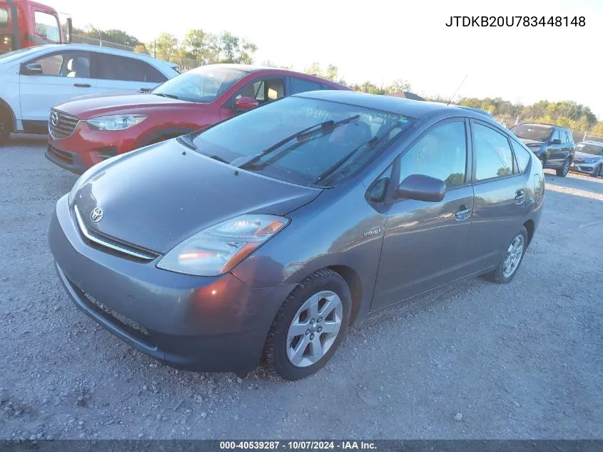 2008 Toyota Prius VIN: JTDKB20U783448148 Lot: 40539287