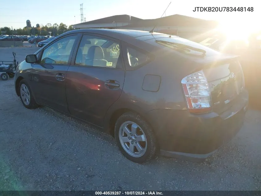 2008 Toyota Prius VIN: JTDKB20U783448148 Lot: 40539287