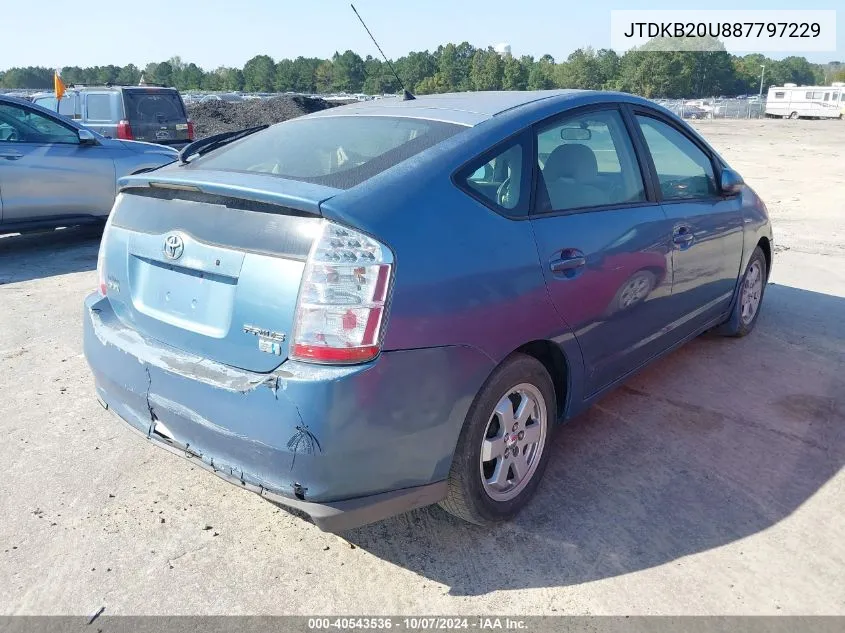 2008 Toyota Prius Standard VIN: JTDKB20U887797229 Lot: 40543536