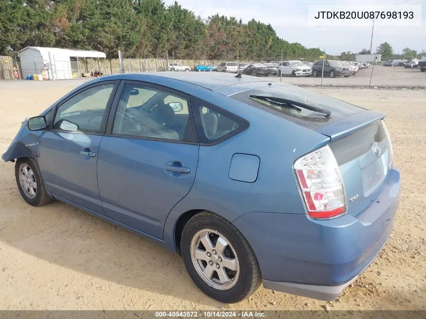 2008 Toyota Prius VIN: JTDKB20U087698193 Lot: 40543572