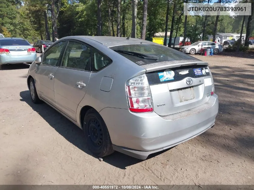 2008 Toyota Prius VIN: JTDKB20U783393961 Lot: 40551972