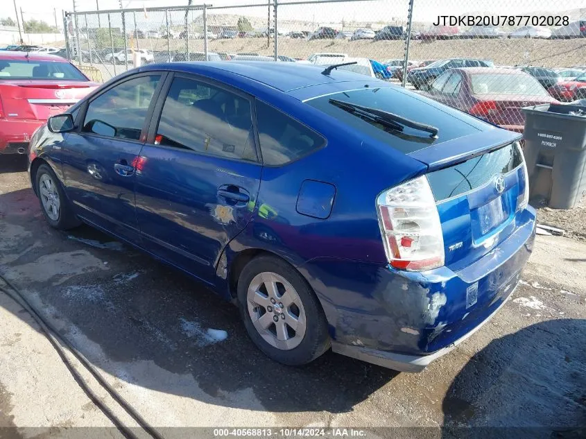 2008 Toyota Prius VIN: JTDKB20U787702028 Lot: 40568813