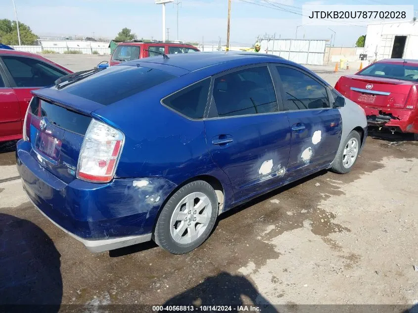 2008 Toyota Prius VIN: JTDKB20U787702028 Lot: 40568813