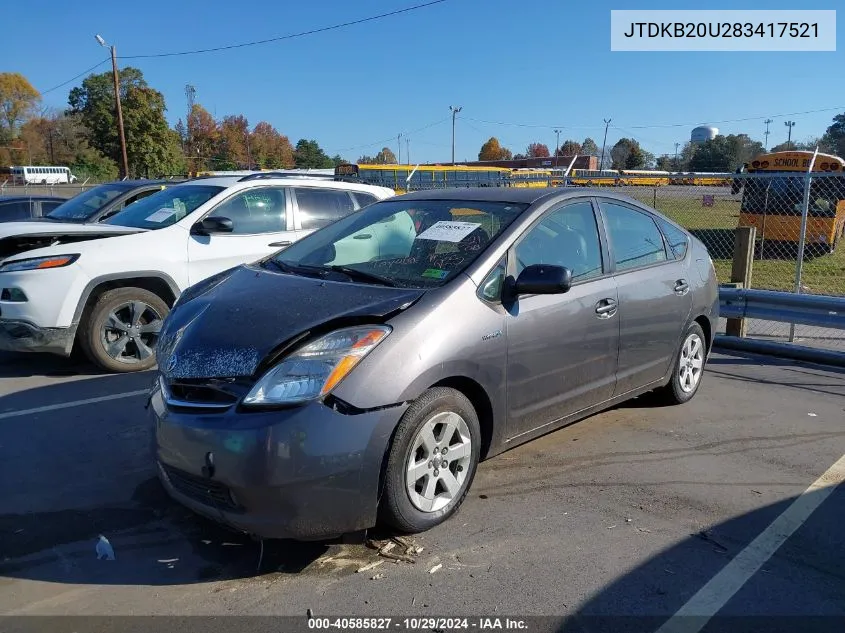 2008 Toyota Prius VIN: JTDKB20U283417521 Lot: 40585827