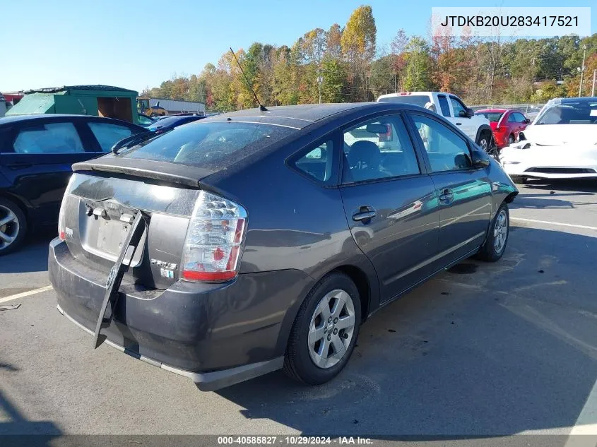 2008 Toyota Prius VIN: JTDKB20U283417521 Lot: 40585827