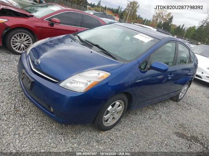 2008 Toyota Prius VIN: JTDKB20U287798392 Lot: 40597057