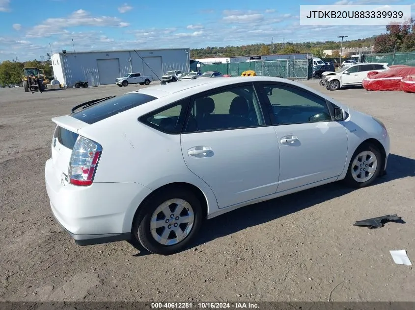 2008 Toyota Prius VIN: JTDKB20U883339939 Lot: 40612281