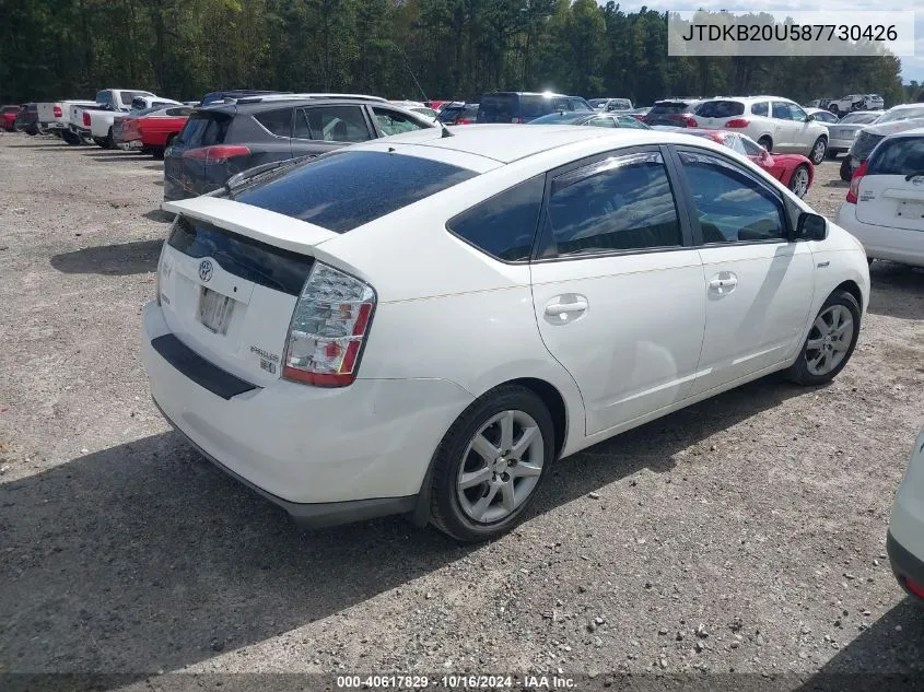 2008 Toyota Prius Touring VIN: JTDKB20U587730426 Lot: 40617829