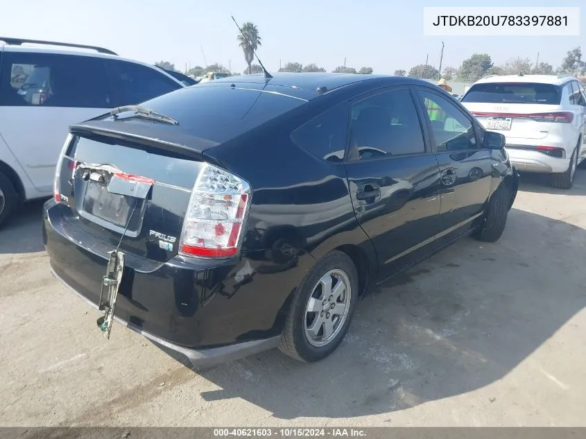 2008 Toyota Prius VIN: JTDKB20U783397881 Lot: 40621603