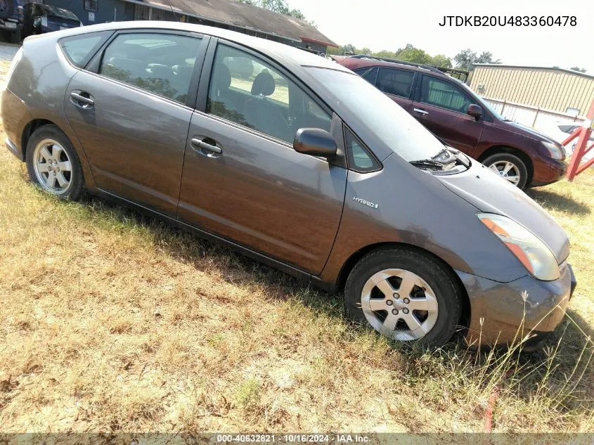 2008 Toyota Prius VIN: JTDKB20U483360478 Lot: 40632821