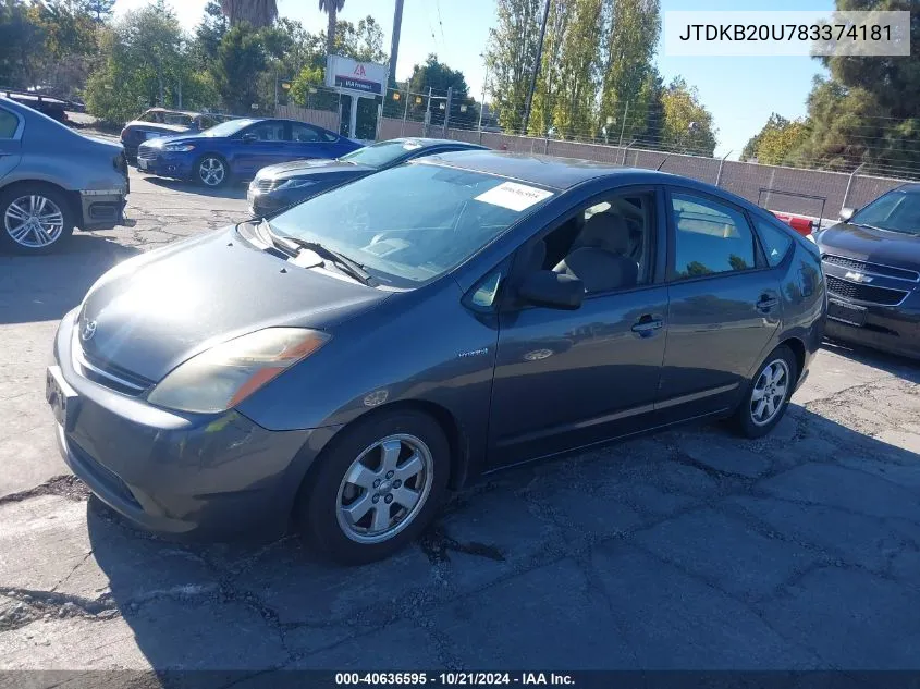 2008 Toyota Prius VIN: JTDKB20U783374181 Lot: 40636595