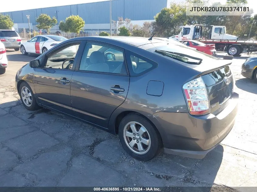 2008 Toyota Prius VIN: JTDKB20U783374181 Lot: 40636595