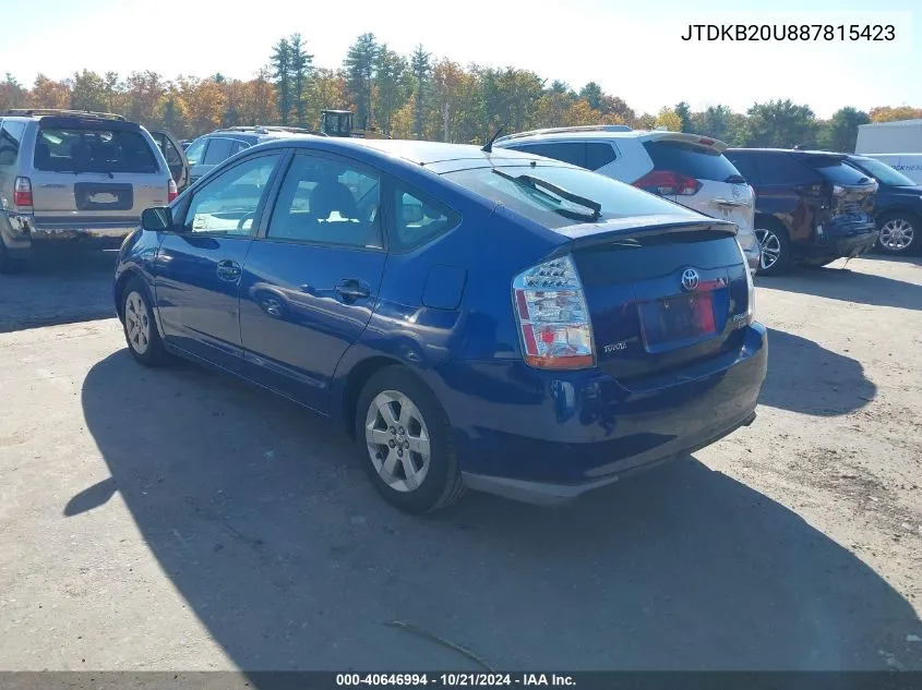 2008 Toyota Prius VIN: JTDKB20U887815423 Lot: 40646994