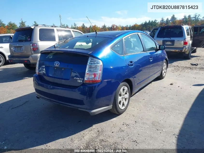 2008 Toyota Prius VIN: JTDKB20U887815423 Lot: 40646994