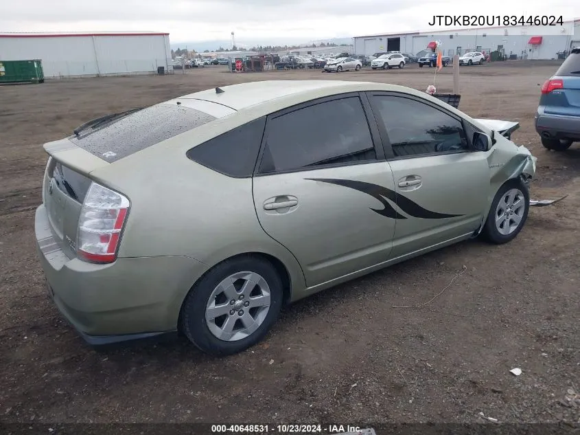 2008 Toyota Prius VIN: JTDKB20U183446024 Lot: 40648531