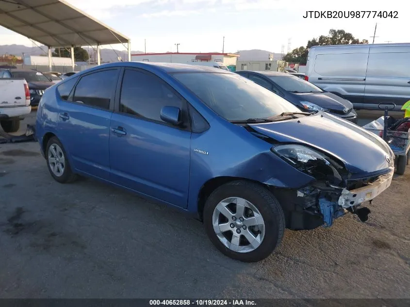 2008 Toyota Prius VIN: JTDKB20U987774042 Lot: 40652858