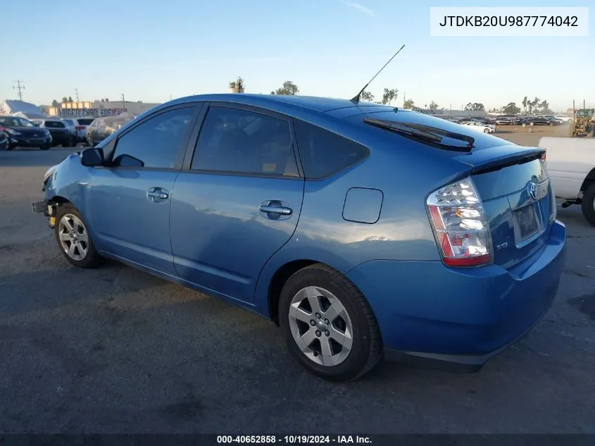 2008 Toyota Prius VIN: JTDKB20U987774042 Lot: 40652858