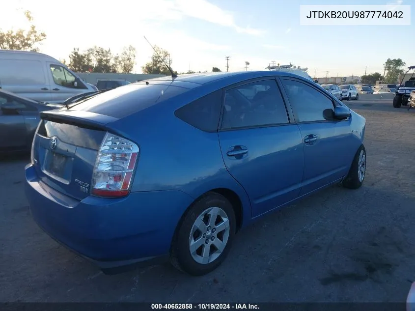 2008 Toyota Prius VIN: JTDKB20U987774042 Lot: 40652858