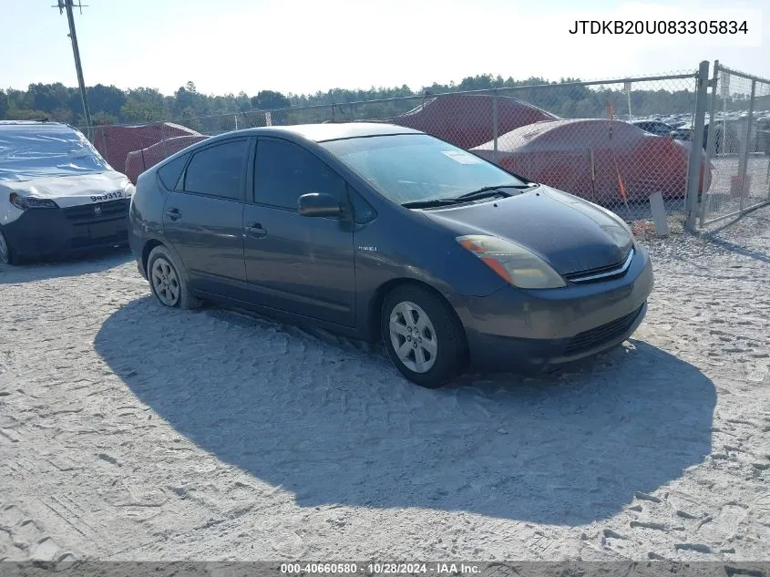 2008 Toyota Prius VIN: JTDKB20U083305834 Lot: 40660580